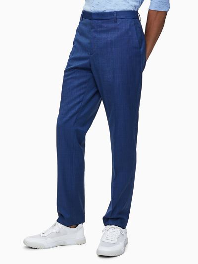 Calvin Klein Ruhák HU305629 | Calvin Klein Wool Blend Textured Férfi Öltöny Nadrág Sötétkék